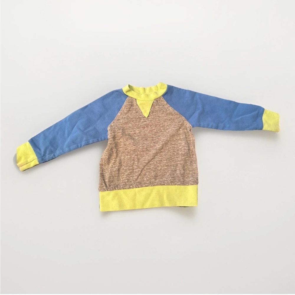 Miki Miette 18M Boys Long Sleeve Colorblock Shirt Blue Gray Green